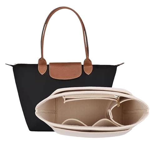D.DUO Bag Insert Organizer, purse accessories,Suitable Longchamp long handle tote organizer (Beige, L(long handle)) - Image 1