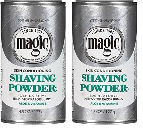 SoftSheen-Carson Magic Razorless Shaving for Men, Magic Skin Conditioning Shaving Powder, with Vitamin E and Aloe, formulated for Black Men, Depilatory, Helps Stop Razor Bumps, 4.5 oz (Pack of 2) - Image 1