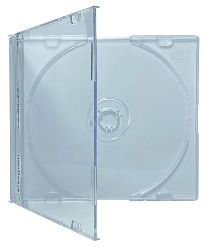 MediaXPO Slim Clear CD Jewel Cases - Pack of 10, Durable Storage for CDs/DVDs, Lightweight and Transparent Design - Image 1