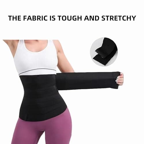 Nuaiute Waist Trainer for Women, Band Weight Loss Fat Trainers Belly Shaper Wrap Waist Working Out Trimmer Belt Gym Abdomen Cinturilla Bands Adjustable and Wrap-Around Suitable for Men Women (Black) thumbnail 4