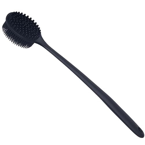 DNC Back Scrubber for Shower Soft Silicone Bath Body Brush with Long Handle (Black) thumbnail 8