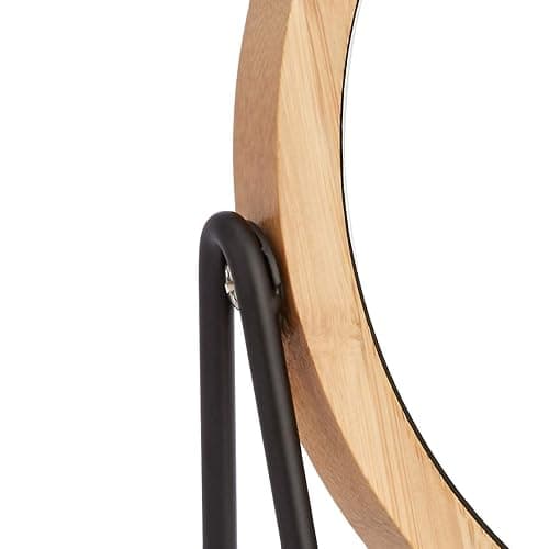 Amazon Basics Vanity Round Tabletop Mirror with Bamboo Rim, Double Sided Magnifying, 360° Rotation, Black, 7.2"L x 2.87"W thumbnail 5