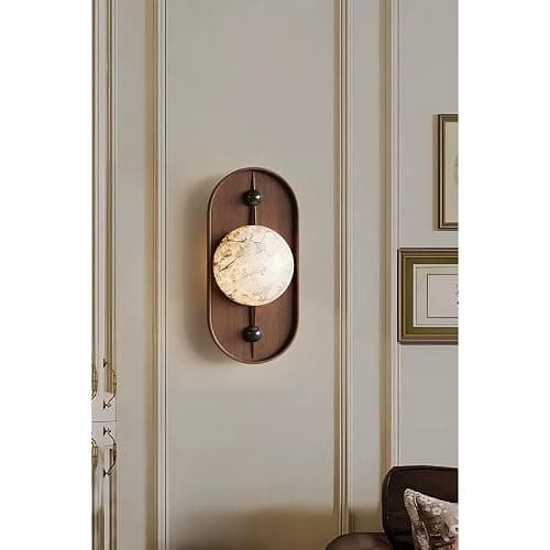 JIANGXMF Retro Industrial Farmhouse Interior Wall Sconce, Round Marble Lampshade Wall Light, Marble with Texture Wall Lamps, 5W Warm Light LED Wall Mount Lamp, Hotel Atmosphere Decorative Lamp thumbnail 5