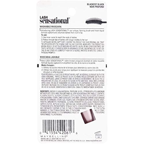 Maybelline Lash Sensational Washable Mascara, Lengthening and Volumizing for a Full Fan Effect, Blackest Black, 1 Count thumbnail 10