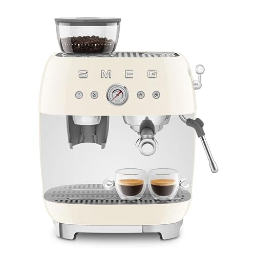 Smeg, Machine à Café Expresso Manuelle EGF03CREU, avec Broyeur à Grain Intégré, Thermoblock, 4 Niveaux de Température, Buse Vapeur et Manomètre, Réservoir 1 L, Dimensions Compactes, 1350W, Crème thumbnail 7