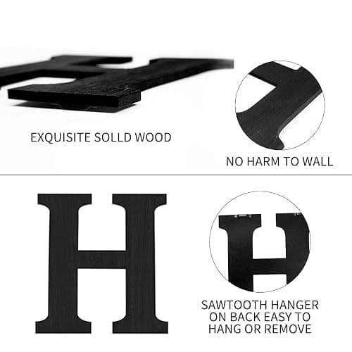 Wood Home Sign with Artificial Eucalyptus Wreath for O, Hanging Farmhouse Wall House Decor Wood Letters for Wall Art Rustic Home Decor, Wall Decor for Living Room Kitchen Entryway (Black) - Black - 9.8L" x 9.3W" thumbnail 6