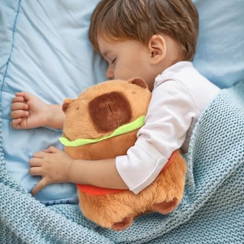 RHHSSE Hamburger Capybara Plush, Capybara Stuffed Animal - Cute Stuffed Animal with Stable Mood Vibe, Funny Food - Themed Companion for Kids & Adults (9.5 inch) thumbnail 6