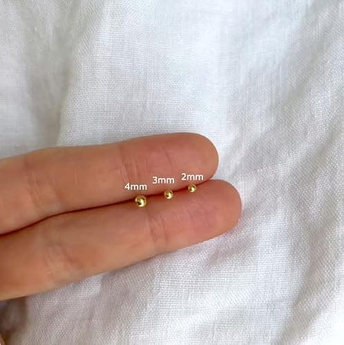 Renkovte Tiny Ball Stud Earrings for Women,Dainty 2mm 3mm 4mm Ball Studs for Cartilage Helix Second Lobe Piercing 316 Surgical Steel Hypoallergenic thumbnail 7