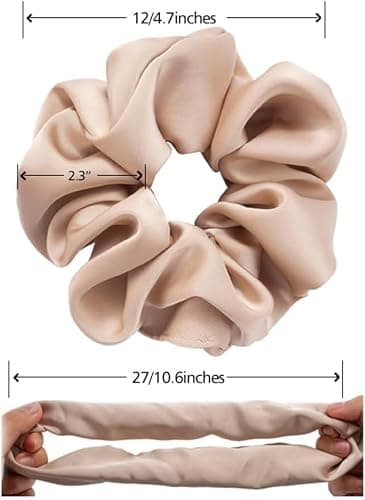 Scrunchies for Women,Satin Scrunchies Softer Than Silk Scrunchies for Hair,Large Hair Scrunchie with Elastic,Hair Ties No Damage,Elastic Ponytail Holders -3 Pack(Black+Pink+Champagne) thumbnail 6