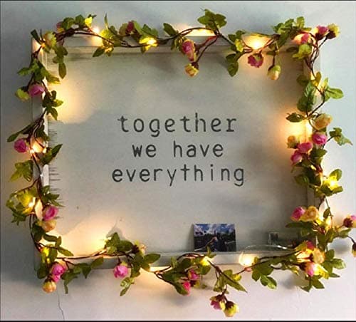 FLCSIed 2 Meter 20 LED Flower Leaf Garland Copper LED Fairy String Lights for Wedding Decoration Party Event with Timer Function (Rose) thumbnail 7