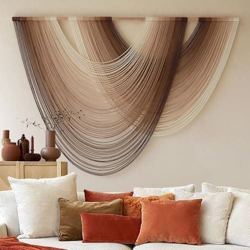 Macrame Wall Hanging Dip-Dye Boho Home Decor Fiber Wall Art Craftsmanship Bedroom Livingroom 57" W x 39" L thumbnail 2