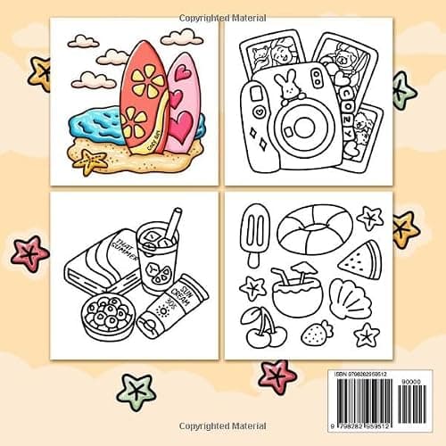 Cozy Girl Summer Vibes Coloring Book: Bold and Easy Designs for Adults and Teens. Simple, Cute Illustrations with Thick Lines | For Stress Relief & Relaxation (Cozy Girl Series) thumbnail 2