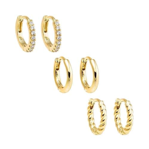 Gokeey Small Gold Hoop Earrings Set for Women,14K Gold Plated Hypoallergenic Lightweight Thick Chunky Gold Hoops Huggie Earrings for Women Trendy Jewelry - Image 1