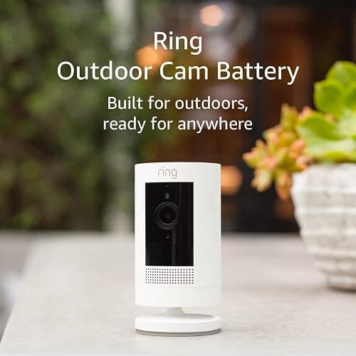 Ring Outdoor Cam (Stick Up Cam), Weather-resistant home or business security camera, outdoor ready, Live View, Color Night Vision, Two-Way Talk, motion alerts, Works with Alexa, 2-pack, White thumbnail 6