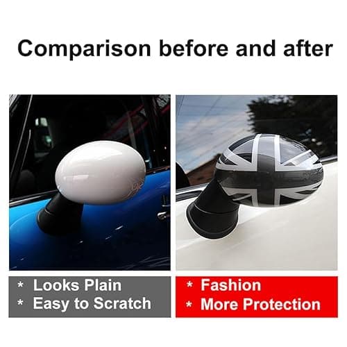 Side Wing Rearview Mirror Cover Compatible with Mini Cooper F54-F60 DC01 | Grey Jack ABS Stick-on Exterior Mirror Cap Shell Trim for Gen 3 F54-F60 2014-2019 with light hole thumbnail 6