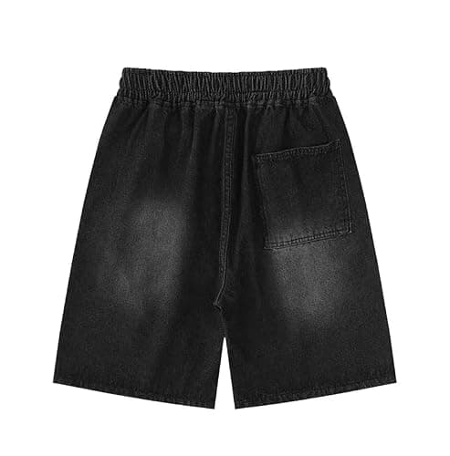 POHADON Y2K Blue Denim Shorts Summer Casual Loose Straight Leg Unisex Baggy Jeans Shorts Jorts Grunge Harajuku Streetwear thumbnail 4