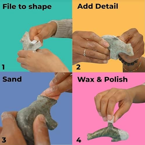 STUDIOSTONE CREATIVE DIY Arts & Crafts Carving Kit Kids Adults Wolf Sculpture Soapstone thumbnail 3