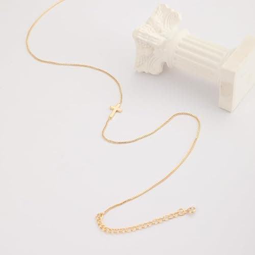 Rotnso Cross Necklace for Women 14K Gold Silver Plated Dainty Small Cross Pendant Choker Simple Trendy Cute Cross Charm Chain Necklace Easter Basket Stuffers Baptism Religious Faith Jewelry Gift thumbnail 5
