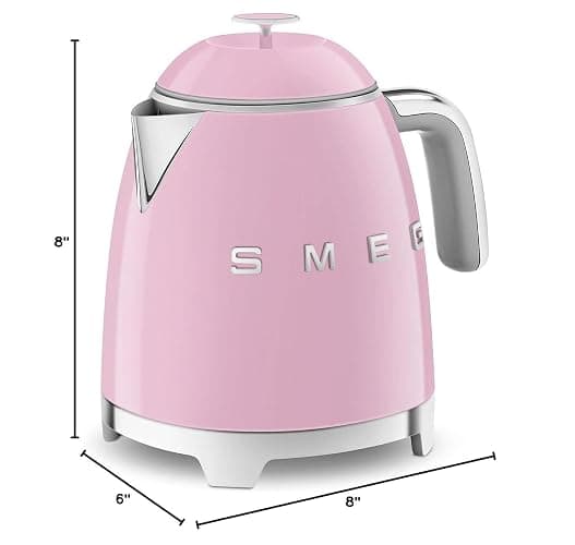SMEG Mini 50's Retro Style 3 Cup Electric Kettle with Double Wall Anti Slip Base and Water Level Indicator (Pink) thumbnail 2