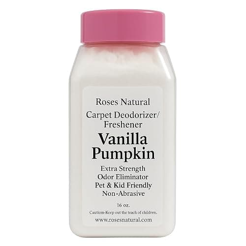 Roses Natural Carpet Deodorizer Powder – Vanilla Pumpkin Scent, Extra Strength Odor Eliminator, Pet & Kid Friendly, Non-Toxic, 16 oz - Image 1