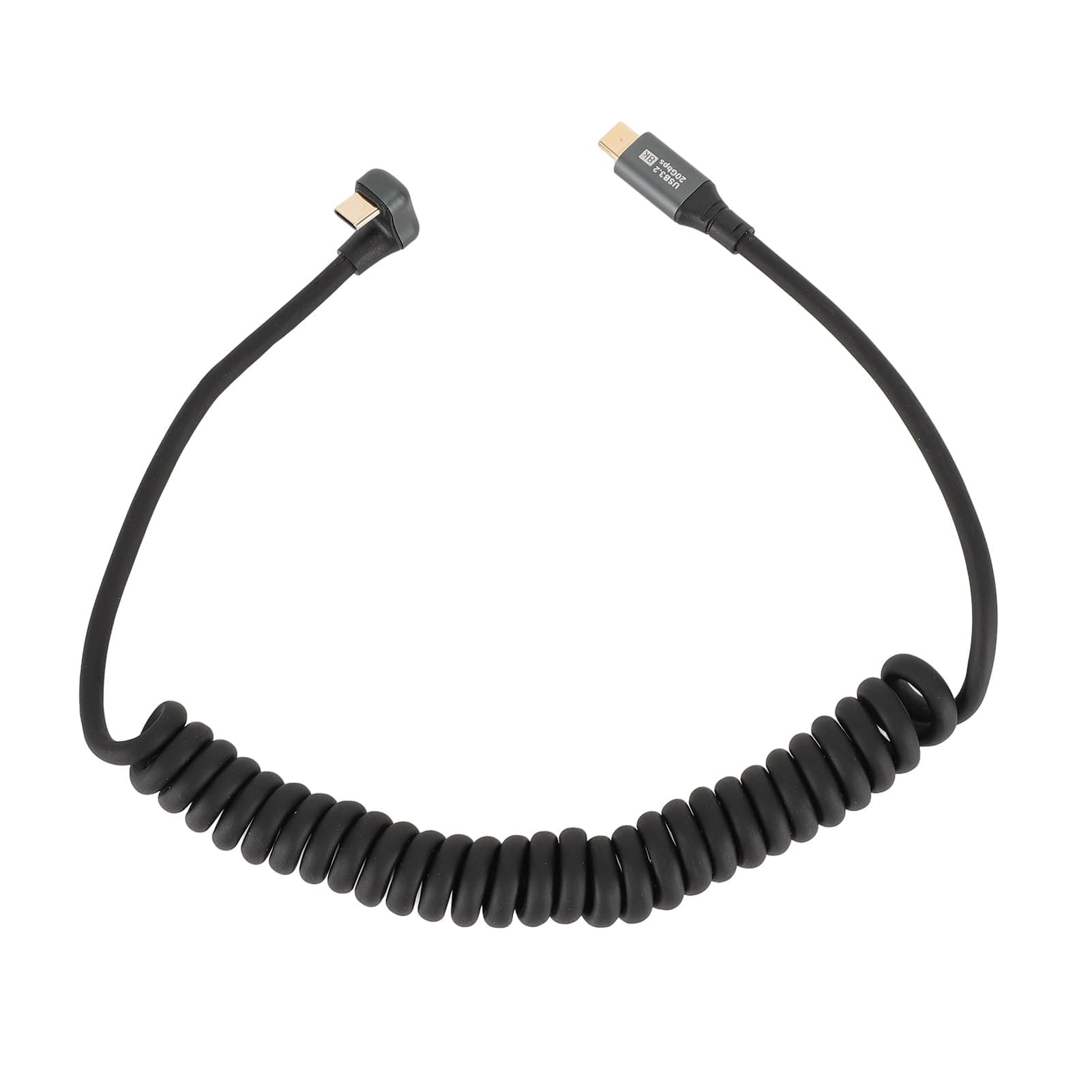 Cable USB C a USB C, Cable en Espiral de Resorte USB C a USB C Extensible de Doble Cabezal USB3.2 Portátil con Carcasa de Aleación de Aluminio para Concentrador (C macho a C thumbnail 6