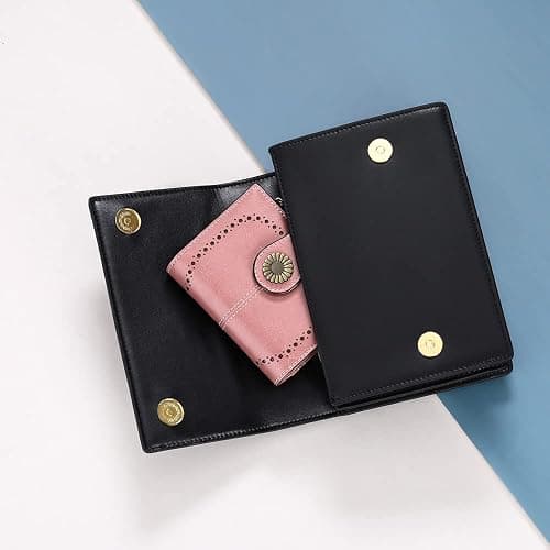 SENDEFN Small Womens Wallet Leather Bifold Card Holder RFID Blocking with Zipper Coin Pocket - 1-Wax-A-Pink thumbnail 6