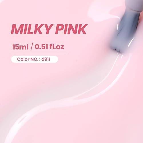 Beetles Milky Pink Gel Nail Polish, 15ml Nude Pink Jelly Neutral Gel Polish | Translucent Sheer Base Color Nail Concealer Soak Off UV LED Nail Lamp French Nail Art Gift for Women thumbnail 2