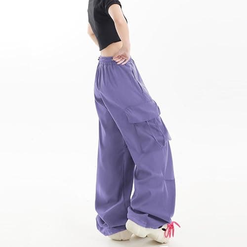 Skateboard Frog Women Y2K Baggy Streetwear Hip Hop Parachute Pants Lightweight Wide Leg Drawstring Cargo Pants Dance thumbnail 5