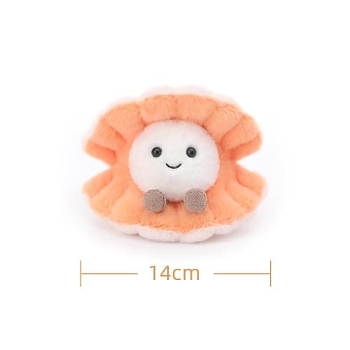 Apricot Lamb Muschel Meerestiere Plüschtiere für Kinder, weiche niedliche Kuscheltier für Baby Mädchen und Jungen, Flauschige Muschel Orange 14 cm thumbnail 3