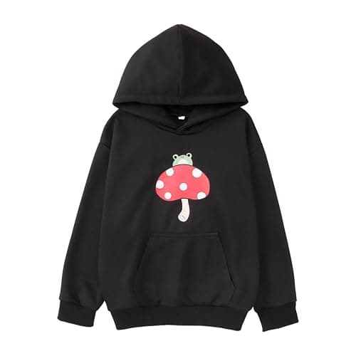 Ritatte Girls Cute Mushroom Frog Sweatshirt Kawaii Long Sleeve Hoodie Pullover Tops with Pocket Kids Aesthetic Clothes - Image 1