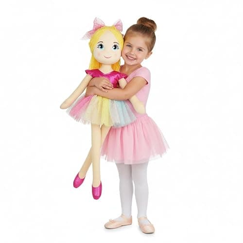 June Garden 30" XL Ballerina Princess Polina - Stuffed Plush Life Size Soft Doll - Pink Outfit - Gift for Toddlers and Little Girls - Image 1