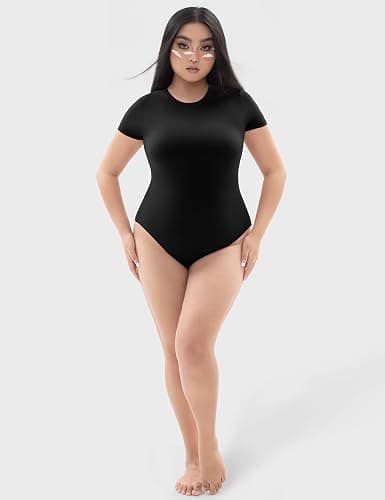PUMIEY Women's Crew Neck Short Sleeve Thong Bodysuit Fashion T-shirt Tops Smoke Cloud Pro Collection thumbnail 5