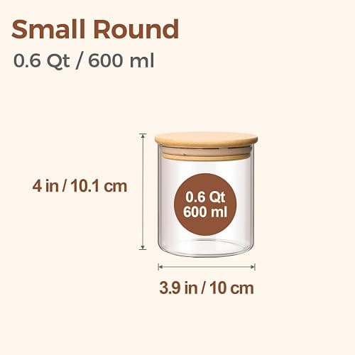 ComSaf 0.6 Qt Glass Food Storage Jars Set of 9, Clear Glass Storage Containers with Lids, Pantry Organization Jar, Spice, Blooming Tea, Oat, Coffee and Sugar Container, Small Canister Set for Kitchen thumbnail 3