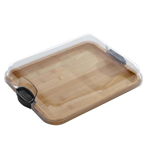 Farberware Build-A-Board Bamboo Cutting Board with Single Storage Compartment, Clear Locking Lid, Black Handles, Perfect for Charcuterie & Snacks thumbnail 7