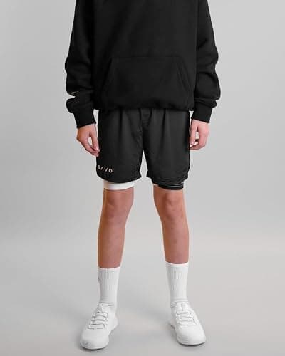 SAVD Christian Performance Shorts - Youth/Kids Gym & Sport Shorts with Pockets & Compression Liner, Bible Verse Activewear thumbnail 3