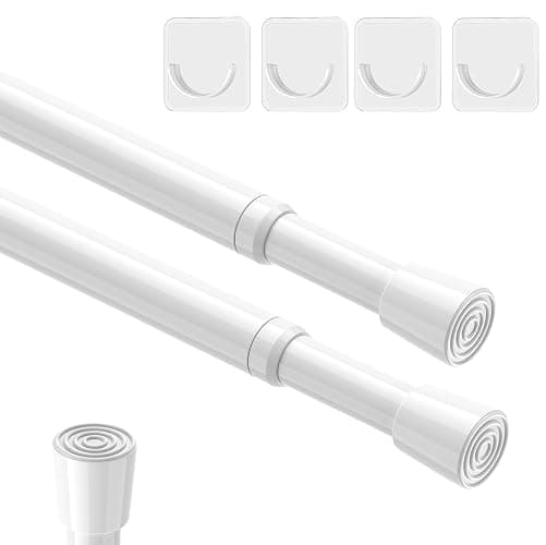 AIZESI 2pcs Spring Tension Rods Adjustable 26 to 39 inch Small Tension Curtain Rod No Drilling Expandable Spring Loaded Curtain Rod,Suitable for Doors and Windows 28 to 36 inch, White - Image 1