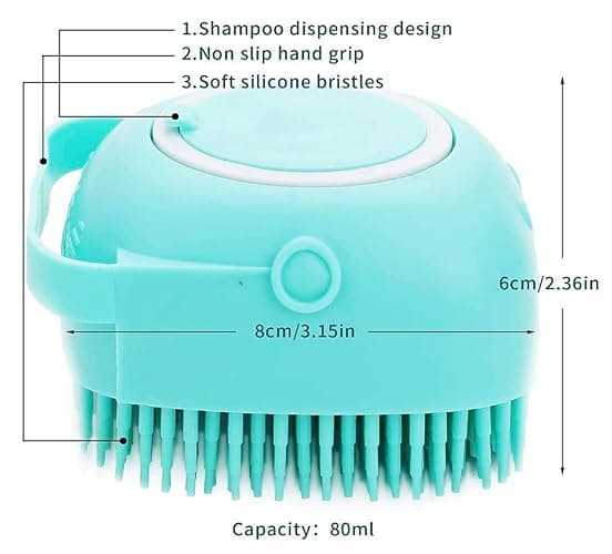 Pet Bath Massage Brush Puppy Dog Cat Grooming Cleaning Soft (Blue) thumbnail 5