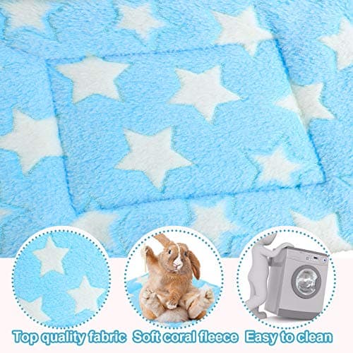 Jetec 3 Pcs Bunny Guinea Pig Beds Soft Bunny Mats Warm Guinea Pig Mat Small Animal Bed Pads Fleece Sleeping Pads for Indoor Rabbit Hamster Squirrel Hedgehog Chinchilla(Fleece,Star,Blue) thumbnail 6