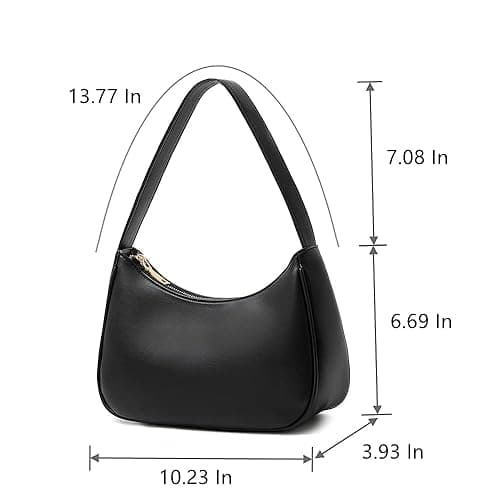 CYHTWSDJ Shoulder Bags for Women, Cute Hobo Tote Handbag Mini Clutch Purse with Zipper Closure - Black - Large thumbnail 2