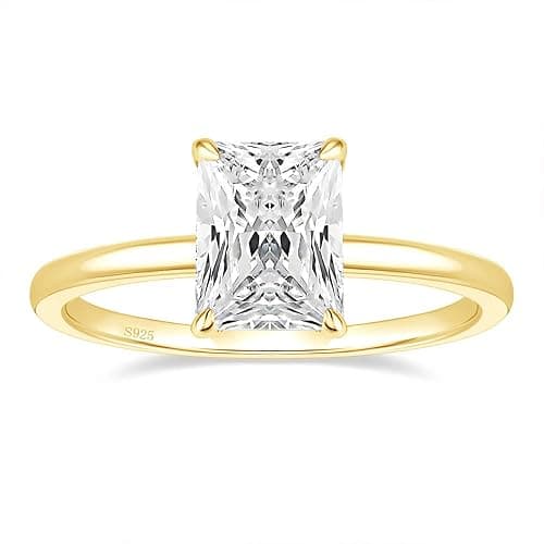 EAMTI 1/2/3/4CT 925 Sterling Silver Engagement Rings Radiant Cut Solitaire Cubic Zirconia CZ Wedding Promise Rings for Her Wedding Bands for Women Size 3-11 - Image 1