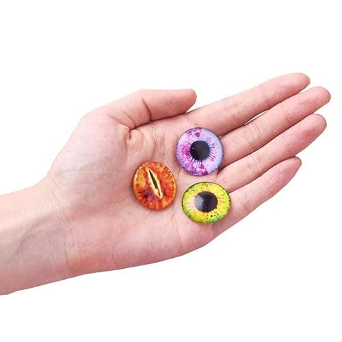 Bestartstore 150PCS 8MM/10mm/12mm/14mm/15MM Assorted Round Glass Dragon Eyes Flatback Scrapbooking Dome Covered Cabochons for Doll Making and Jewelry Settings Craft thumbnail 2