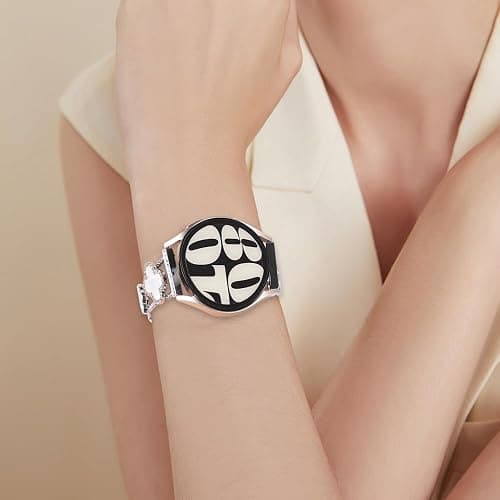 Chinmumu for Samsung Galaxy Watch 7 6 5 4 FE Band 40mm 44mm, 20mm Watch Band,Four Leaf Clover Women Bling Diamond Band for Watch 6/4 Classic 5 Pro Active 2 43mm 47mm 42mm 46mm thumbnail 7