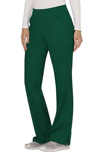 Cherokee Women Scrub Pant with Straight Leg Pull-on Pant Medical Bottom with 4 Pocket & 2-Way Stretch Fabric - WW110 - X-Small Tall - Hunter Green thumbnail 3