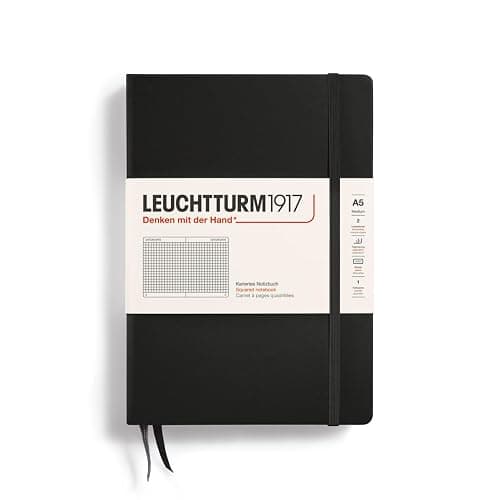 LEUCHTTURM1917 - Notebook Hardcover Medium A5-251 Numbered Pages for Writing and Journaling (Black, Squared) - Image 1