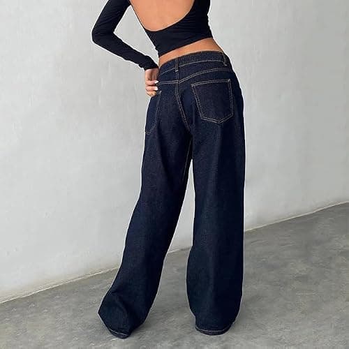 Low Rise Baggy Jeans for Women y2k Straight Wide Leg Boyfriend Streetwear Loose fit Jeans 2025 Fall Casual Denim Pants thumbnail 3