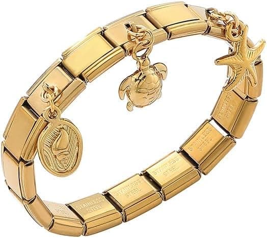 LCSDDWAS Gold Italian Charm Bracelet Set For Women Diy Handmade With Starter Brascelet, Assorted Charms And Opening Tools, 9mm Modular Italian Charm Bracelet Gold thumbnail 2
