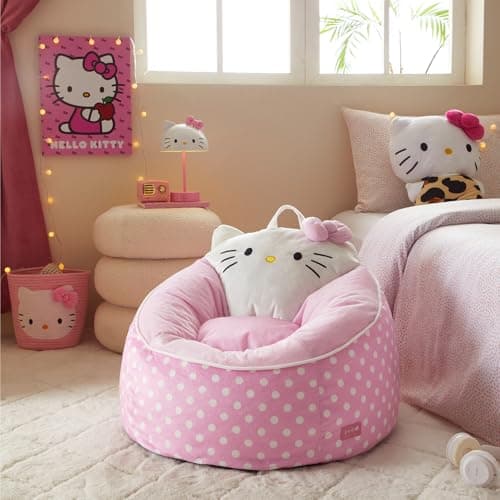 Sanrio Hello Kitty Bean Bag Chair for Kids,Figural Hillside Design by pod, Soft & Durable Fabric, 24x24x17, Comfy Seat for Bedrooms & Playrooms thumbnail 6