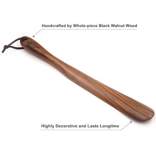 Bamber Wooden Shoe Horn Wood Shoehorn with Handle for Seniors Women Men Kids, 15'' Long, Black Walnut thumbnail 3