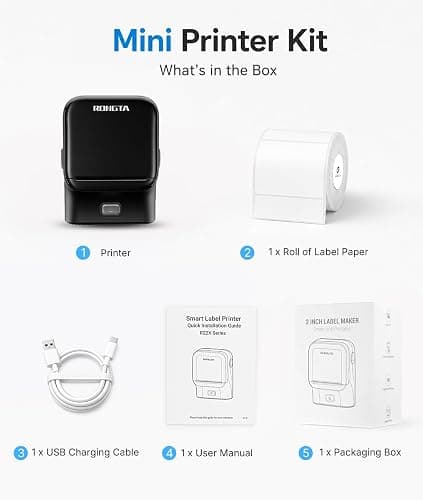 Rongta Bluetooth Label Maker Machine, Thermal Label Printer Easy to Use for Office, Home, Business, Came with 1 Roll 2x1.18 inch White Label(Black) thumbnail 8