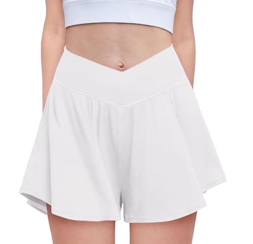 Zaclotre Girls Flowy Shorts with Spandex Liner V Crossover 2 in 1 Athletic Running Shorts with Pockets Kids Butterfly Skorts - Image 1